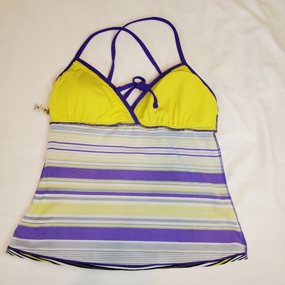 ZeroXposur Bathing Suit Top, Purple Green Black, Size 10 - Picture 8 of 11